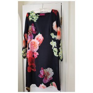 Melissa Masse Photo Flower Print Long Sleeve Dress Size Large